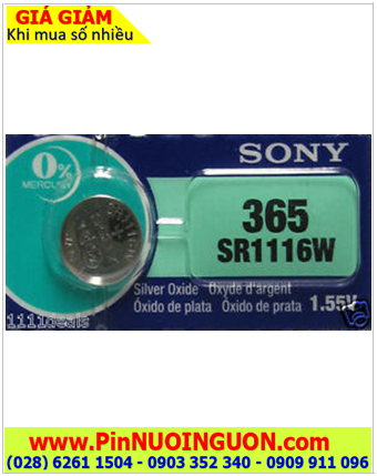 Pin Sony SR116W/365 Silver Oxide 1,55V thay pin đồng hồ các hãng | Hết hàng